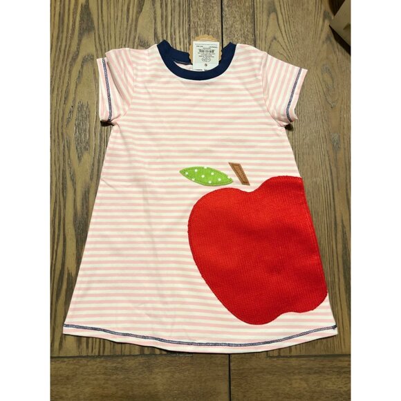 Mud Pie apple Dress Back to School Fall Apple picking NWT 12-18m pink red appliq - Picture 3 of 6